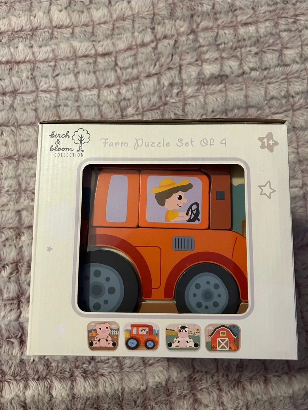 Birch & Bloom Collection wooden Farm Puzzle Set of 4 - Kids Toys new